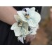 Silk White and Black Orchid Corsage